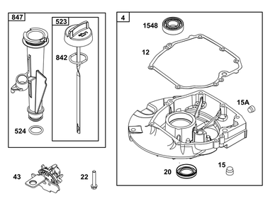 Part Location Diagram of 597551 Briggs and Stratton Sump, Engine